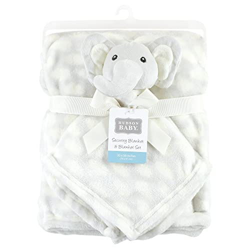 Image of Hudson Baby Unisex Baby Plush Blanket with Security Blanket, Elephant Cloud, One Size