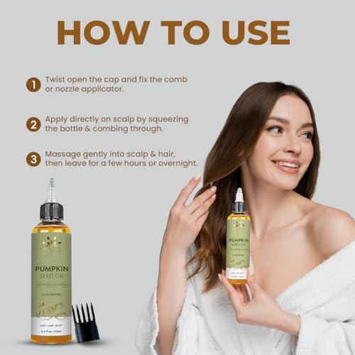 Image of AVD ORGANICS Pumpkin Seed Oil 120ml - 100% Pure Cold-Pressed Pumpkin Oil For Hair, Beard, Face, Skin & Scalp | Moisturising & Conditioning - 4.05 fl oz