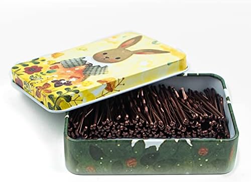 Mini Bobby Pins Brown with Cute Case, 200 CT 1.38 Inch Bronze Small Hair Bobby Pins for Buns, Premium Hair Pins for Kids, Girls and Women, Great for All Hair Types