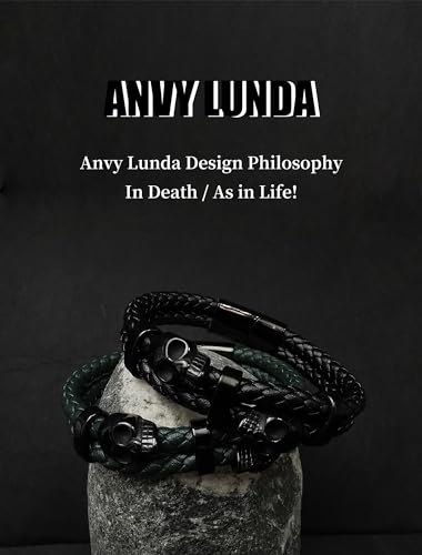 Skull Braided Leather Mens Bracelet, 14K Black/White Gold Plated Skeleton Cuff, 316L Stainless Steel Jewelry for Father Husband Son Friend3