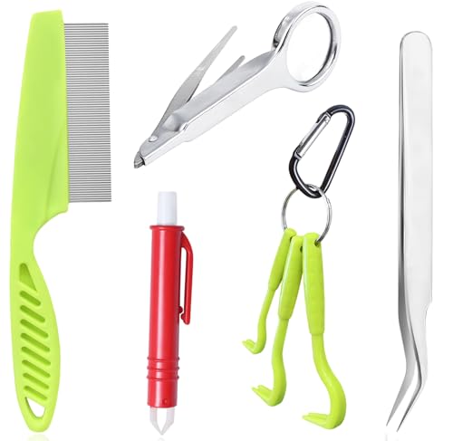 Mrcopetal Tick Removal Tool for Dogs, Tick Tweezers Remover Tool Kit Quick Safe Tick Hook Flea Tick Tweezers Flea Comb Magnifying Glass for Dogs Cats