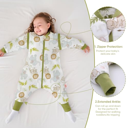 Image of LAT Winter Baby Sleep Bag with Feet,3-way zip Wearable Blanket with Removable Sleeves,Warm Sack for Toddler 2.5 TOG