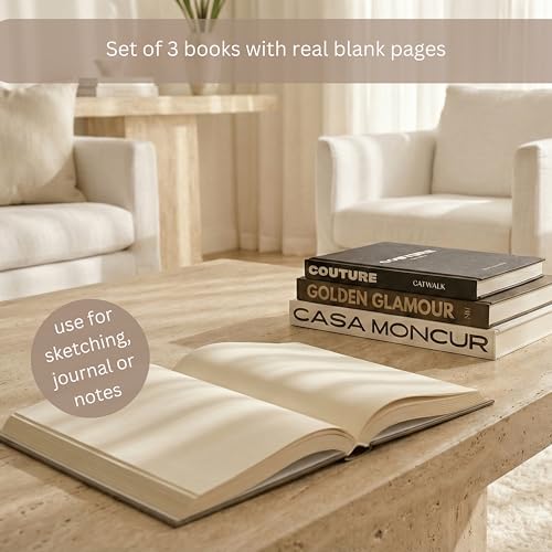 Image of Aesthetic Decorative Books Set of 3, Luxury Fashion Removable Covers, Beautiful Faux Books for Modern Home Decoration, Real Books, Blank Pages, Enhance Your Coffee Table, Bookshelf or Mantel Decor