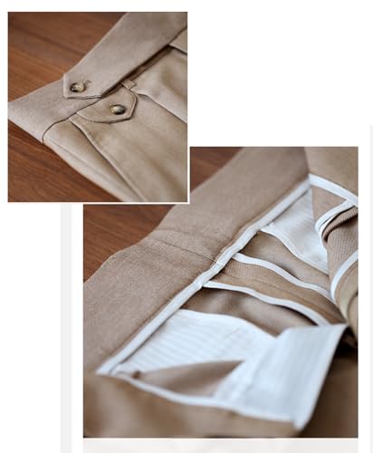 Men's Slim Fit Business Pants Flat Front Classic Fit Dress Pants Casual Straight Trousers4