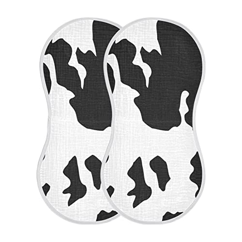 Image of WELLDAY Muslin Baby Burp Cloths Set of 1, Soft Absorbent Animal Cow Print Muslin Washcloths, Bibs, Face Towel for Newborn Boys Girls, 22 x 11 Inch