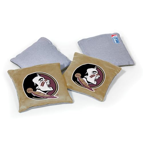 College Pro Football Florida State Seminoles Dual-Sided Bean Bags by Wild Sports, 4 Pack - Premium Toss Bags for Cornhole Sets