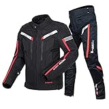 【Protecciones】- el traje de moto tiene una protecciones desmontable incorporada, que incluye coderas x2, rodilleras x2, hombreras x2 y almohadilla para la espalda x1 para proteger mejor su cuerpo y partes importantes de sus articulaciones.