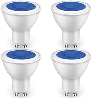 GU10 LED Bulbs Colour Blue 5W [Equivalent to 50W Halogen Bulb] Non-dimmable,500LM,38°Narrow Beam Angle Spot Lights Used for Landscape Lighting, Decorative Lighting, Mood Lighting (Pack of 4)