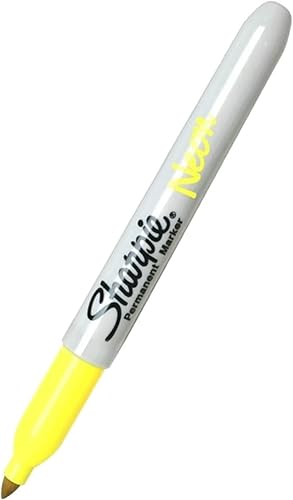 Sharpie Marcador permanente de punta fina, amarillo neón (paquete de 1)