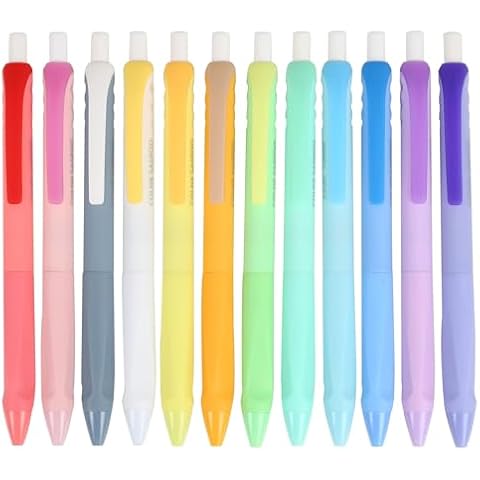 COLNK Assorted Colors Ballpoint Pens, Medium Point 1.0mm,Comfortable Triangle Grip Colored Pen Ballpoint Set for Journaling Planner,Long Lasting Writing,12 Count Cover