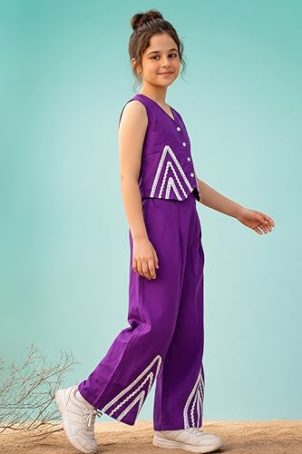 Image of Fashion Dream Girls Cotton Blend Embroidered Co-Ord Set|Coord Set|Combo Set|Kids Clothes for Girls