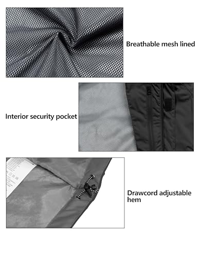 Little Donkey Andy Women’s Waterproof Rain Jacket Lightweight Outdoor Windbreaker Rain Coat Shell for Hiking, Travel Black S - Thumbnail 5