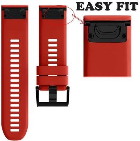 Fleshy Leaf 22mm Band Bracelet Strap Compatible for Garmin Fenix 7,Fenix 6,Fenix 6 Pro,Fenix 5,Fenix 5 Plus,Approach S60 S62,Forerunner 935 945,Quick Release Strap Wristband (Red) - Image 3