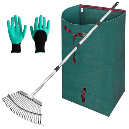 Rastrillo para hojas con bolsa 72 gal y guantes miniatura 1