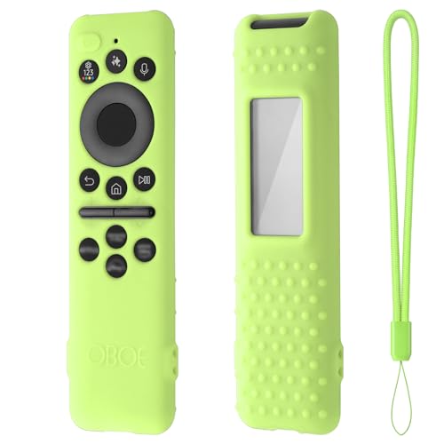 Image of Oboe Silicone Tv Remote Cover Compatible with Samsung Smart Tv Remote 2025 Model TM2360 E Full Wrap Protective Case with Lanyard (J-Glow in Dark Green) [Remote NOT Included]