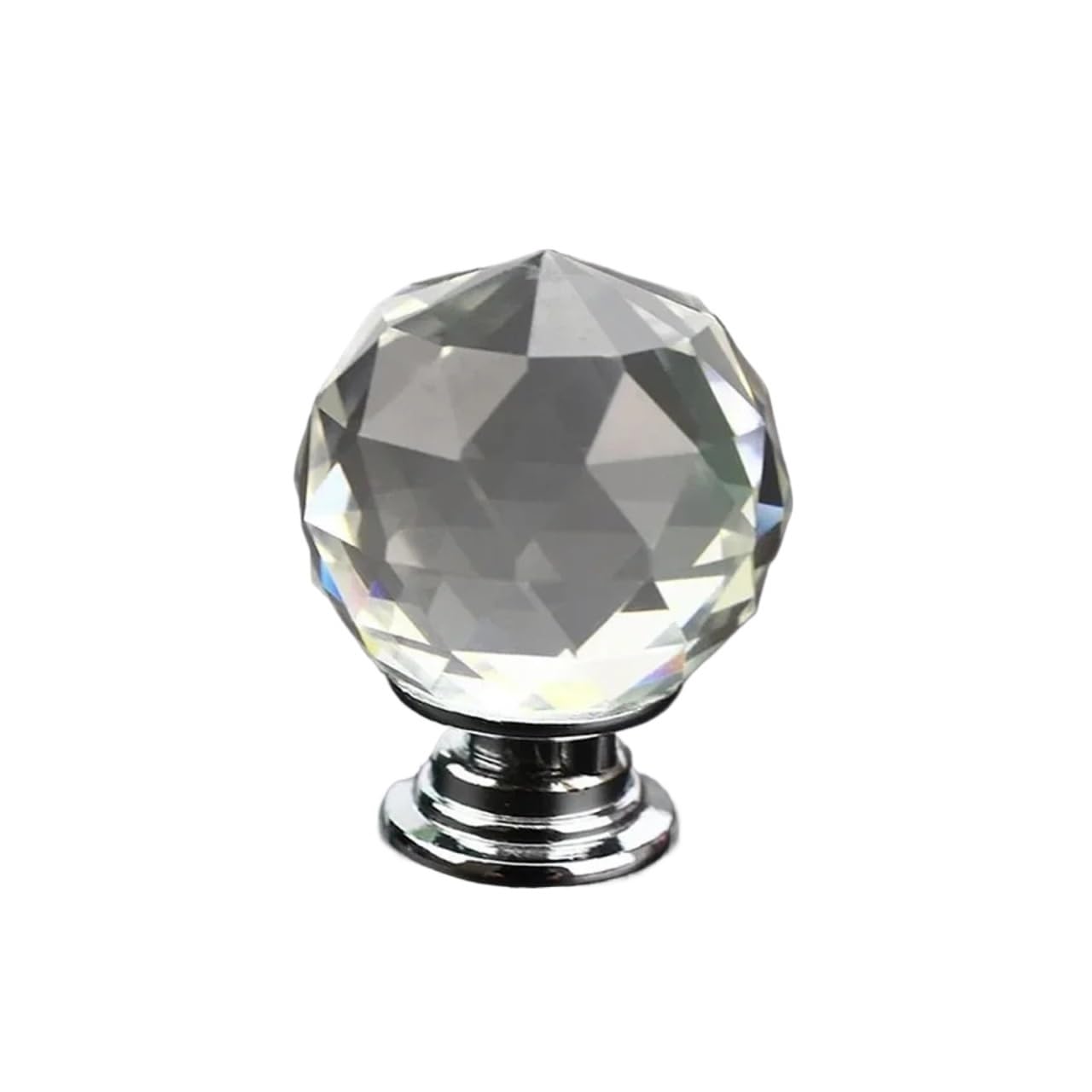 GFJFsetSH 2pcs Clear Crystal Ball Cabinet Drawer Knobs(Silver Base,20mm)