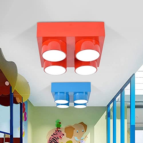 Building Block Plafoniera per sala giochi, Apparecchio per montaggio a incasso a LED per bambini in metallo Lampada da soffitto creativa moderna Illuminazione a sospensione per camera dei bambini Scuo