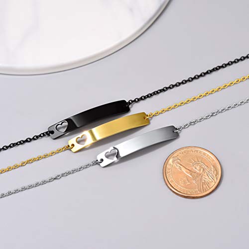 Prosteel Personalized Custom Stainless Steel Id Bracelet Heart Bangle Jewelry Gift Men Women Adjustable Delicate Chain Engraved Name Bracelet #TOP1
