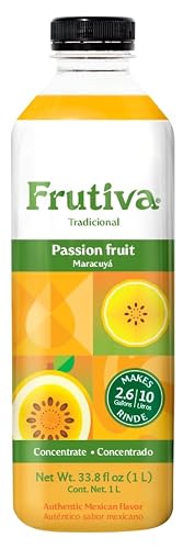 Frutiva Authentic Passion Fruit Drink Mix | Made in Mexico with Cane Sugar | Aguas Frescas Concentrate Makes 2.6 Gallons | No High Fructose Corn Syrup | Perfect for Drinks, Desserts & More