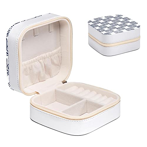 Diusye Motif de porcelaine bleu et blanc de Chine Petite boîte à bijoux pour bague boucle d'oreille collier bracelet, étui à bijoux de voyage organisateur de rangement pour femmes filles cadeaux