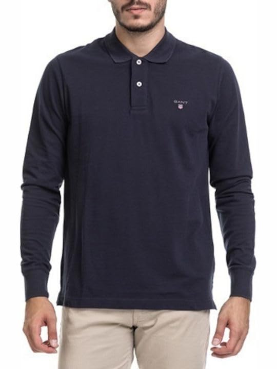 GANTMen Long Sleeve Solid Pique Rugger