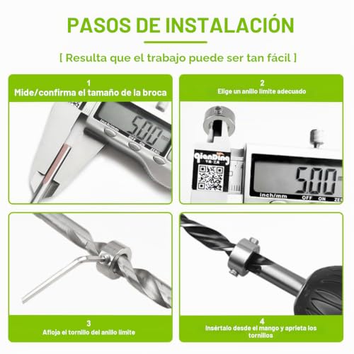 Miniatura 4 de Eplzon 3 4 5 6 7 8 9 10 Mm 8 Piezas De Acero Inoxidable Anillos De Tope De Profundidad Broca Profundidad Anillo Taladro Anillo Posicionador Hss Locator, Con La Llave Hexagonal