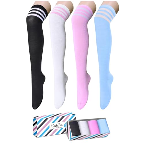 Over the Knee Socks - Striped School Socks for Women
