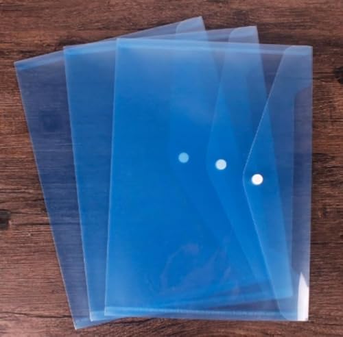 AZIEBAY 名刺ホルダー付き透明A4プラスチックスナップファイルバッグ50枚、ラベルスタイル学生科目テスト用紙情報バッグ
