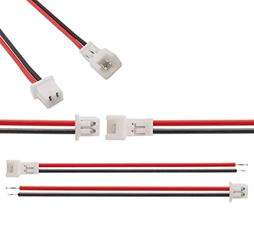 VUNIVERSUM 5 Paare 10 Stück Micro JST PH 2.0 2PIN Rastermaß 2mm Steckverbinder Stecker Male Buchse Female mit je 10cm Kabel Verlängerung Lipo Akku Komputer Elektronik PC DIY Modellbau., 5.49 €