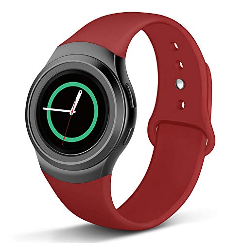 Compatible Gear S2 Band, Soft Silicone Straps Sport Bands Adjustable Replacement Wristband Watch Bracelet for Samsung Gear S2 Smartwatch, Small, Red