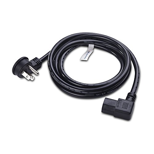 Cable Matters 2-Pack 16 Awg Low Profile Right Angle Power Cord (Power Cable) 10 Feet (Nema 5-15P To Angled Iec C13) #TOP1