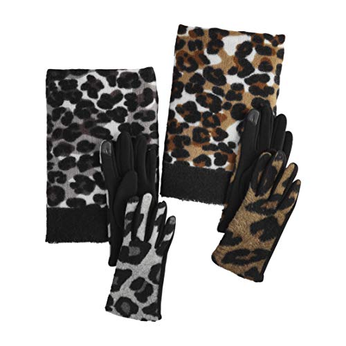 Mud Pie womens Leopard Scarf and Gloves Gift SetLeopard Scarf and Gloves Gift Set3