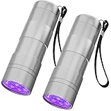 COSOOS Black Light Flashlight, 2 Pack 12LED 395nm UV Handheld Black Light, Mini Torch Light, Dogs Urine Detector for Dry Urine Stains, Bed Bugs and Scorpions.