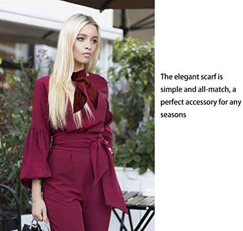 COTIM COYIN Women Plain Skinny Scarf, Solid Color Long Neckerchief Hair Band Choker for Women Purse Handbag4