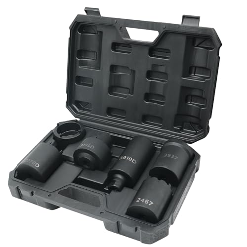 C Q CHANG QI Axle Nut Socket Set,6PCS Spindle Nut Socket Set Remover Installer 1/2" Drive Compatible with Ford Dana 44/80 Toyota Dodge GMC Chevrolet, 4WD Lug Out Spindle Sockets Set