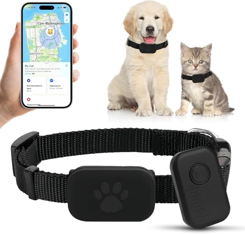 Dog Activity Monitors Cat Tracker Collar for Pet, Real Time Dog GPS Tracker No Monthly Fee, No SIM Required, Compatible with iOS/Android, Global Tracking Device for All Cats Dogs and All Collars (C)