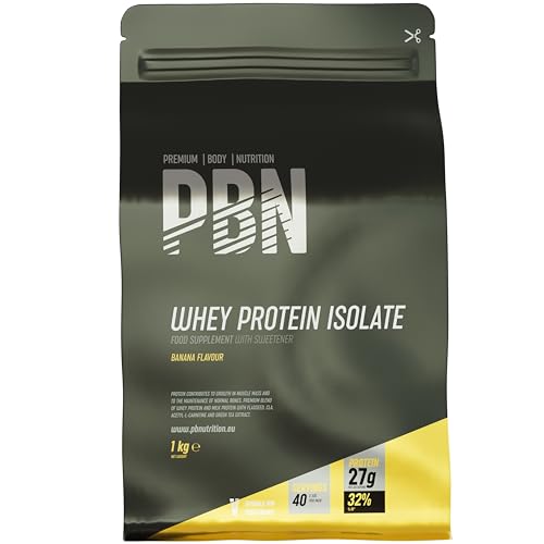 Premium Body Nutrition - Proteína en Polvo Whey-ISOLATE, 1kg, Plátano - 33 Porciones