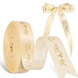 Schleifenband Hochzeit 10 m x 15 mm – Mr and Mrs Band für Hochzeitsgeschenke, Hochzeitsalbum und Brautstrauß – Goldene Dekobänder Hochzeit mit Herz (Gold)