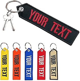Brillianne Personalized Keyring, Customised Embroidery Any Text Great Gift Keychain, for Men's Motorcycle ATV Car and Scooters