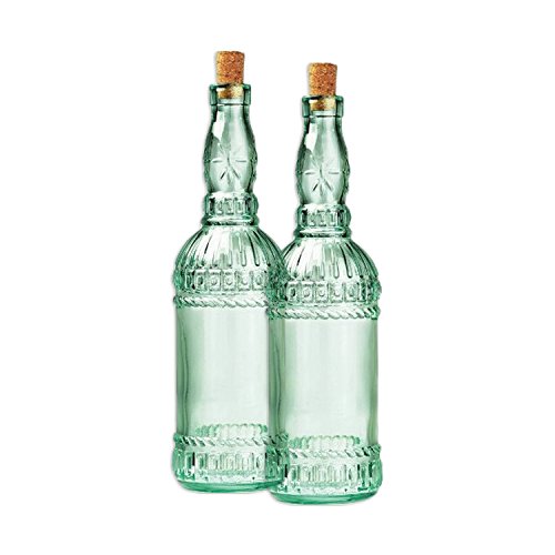 Bormioli Rocco Country Home Assisi Blue-Green 24 Ounce Bottle, Set of 2