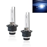Slykew 2 PCS D2S Car HID Bulb, 35W Super Bright, 6000K Quartz Xenon Bulb Vehicle Light Replacement, Car Universal High Low Beam, 12V Plug and Play