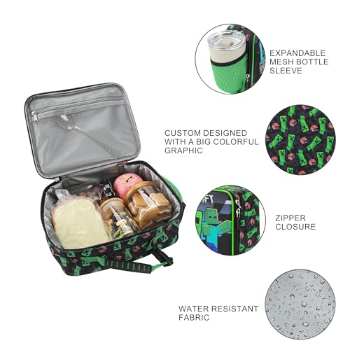 Image of Bioworld Minecraft Creepers and Block Characters Insulated Lunch Kit