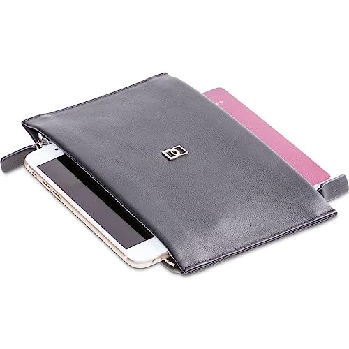 DUN DUO Luxury Double Zip Travel Wallet - Dual Sided Minimalist Design, Premium Leather, Fits Phone, Passport & Cards, Handmade in Europe - Black2