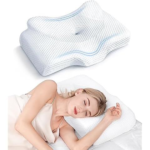 Osteo Cervical Pillow for Neck Pain Relief, Hollow Design Odorless Memory Foam Pillows with Cooling Case, Adjustable Orthopedic Bed Pillow for Sleeping, Support for Side Back Sleepers Cover