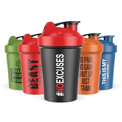 JEELA SPORTS 5 PACK Protein Shaker Bottles for Protein Mixes -20 OZ- Dishwasher Safe Shaker Cups for Protein Shakes - Shaker Cup for Blender Protein Shaker Bottle for Shakes Protein Shake Blender