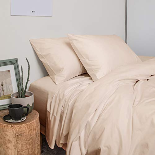Peru Pima 415 Thread Count Percale Sheets - 100% Peruvian Pima Cotton - Hotel Luxury Quality, Extra Soft And Cooling Sheets - Ivory Solid Color - King Size - 4 Piece Bed Sheet Set #TOP6