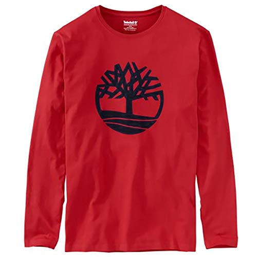 Timberland メンズ 長袖 ツリーロゴ リンガーTシャツ US サイズ: X-Large カラー: レッド