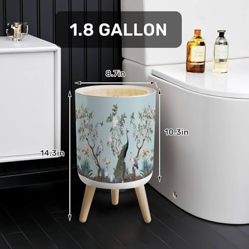 Caneca de basura pequeña con tapa y patas estilo chinoiserie 7L miniatura 2