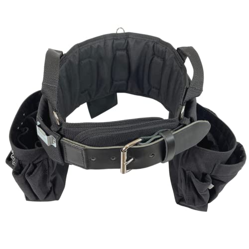 Boulder Bag Professional Electrician's Max Combo With Comfort Back Support Tool Belt, Leather Belt Buckle, Heavy Duty Work Belt, Black, (Large 33-36 Inch Waist), Made In Usa #TOP3
