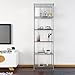 Homdox 6-Tier Storage Shelf Wire Shelving Unit Free Standing Rack Organization with Adjustable Leveling Feet, Stainless Side Hooks, Silver